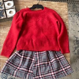 New Copper Key set of Red Sweater and Plaid Skirt Set